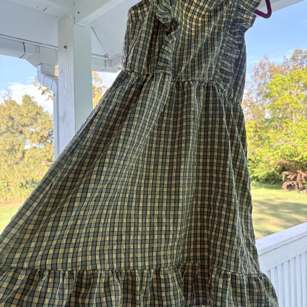 Green & Yellow Plaid Sundress | Size Small